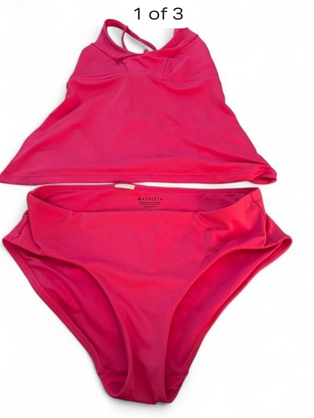 Athleta Bright Pink Two-Piece Tankini Set Top Size Small Bottoms size Medium